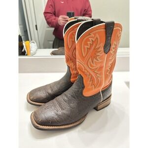Ariat Quickdraw Boots 11 D Square Toe Western Cowboy Orange Leather Distressed